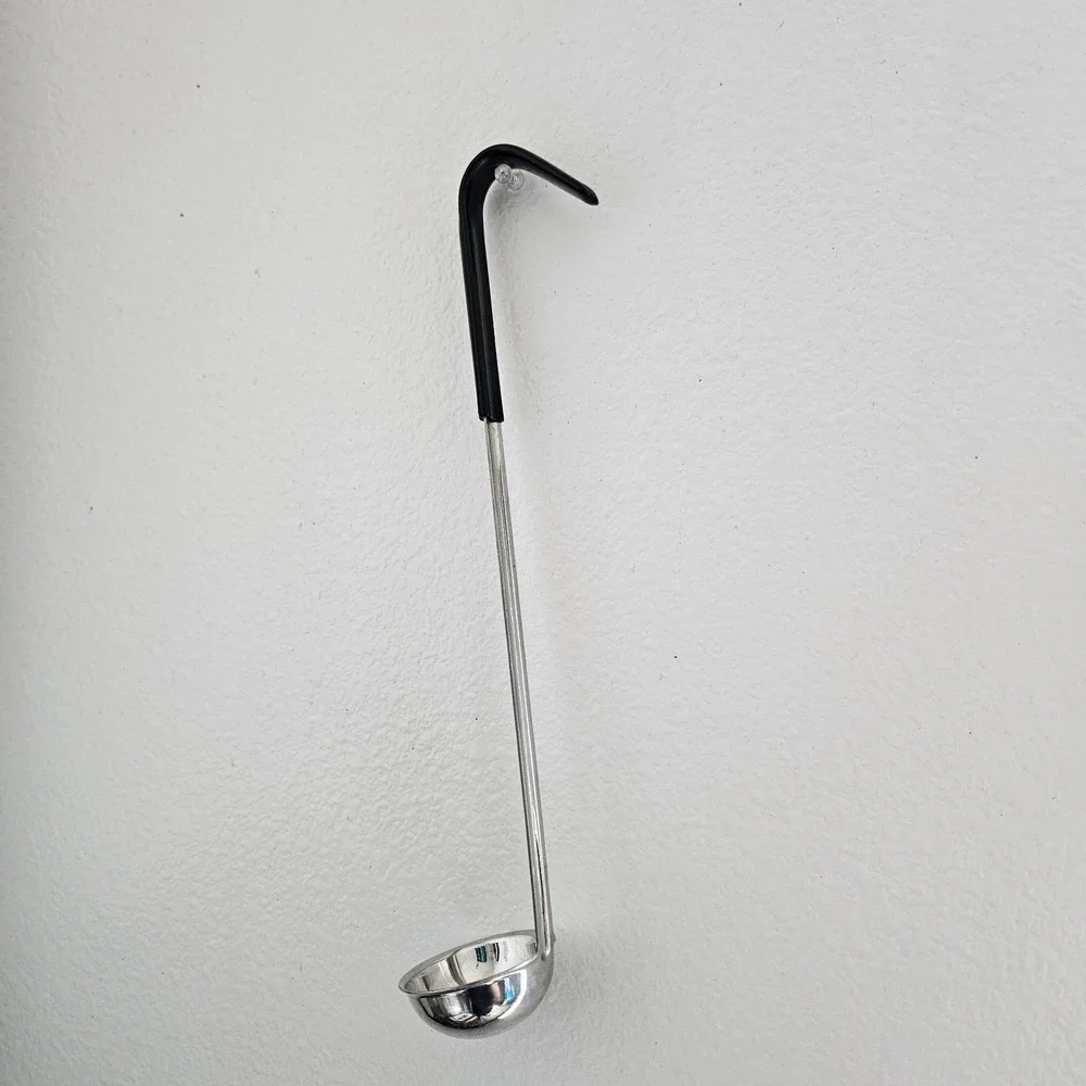 Tablecraft long handle Stainless Steel 1oz  30ml ladle with black handle